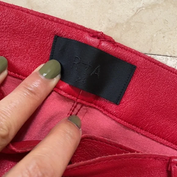R+A red leather high waist pants 29